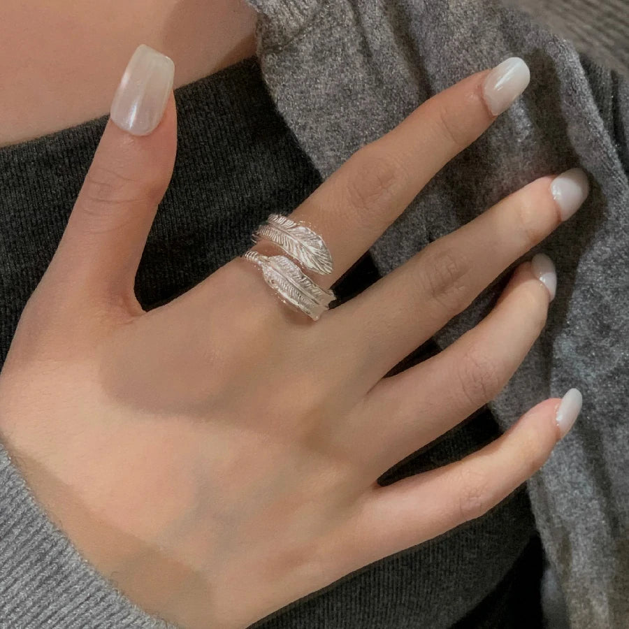 Silver Feather Flow Ring