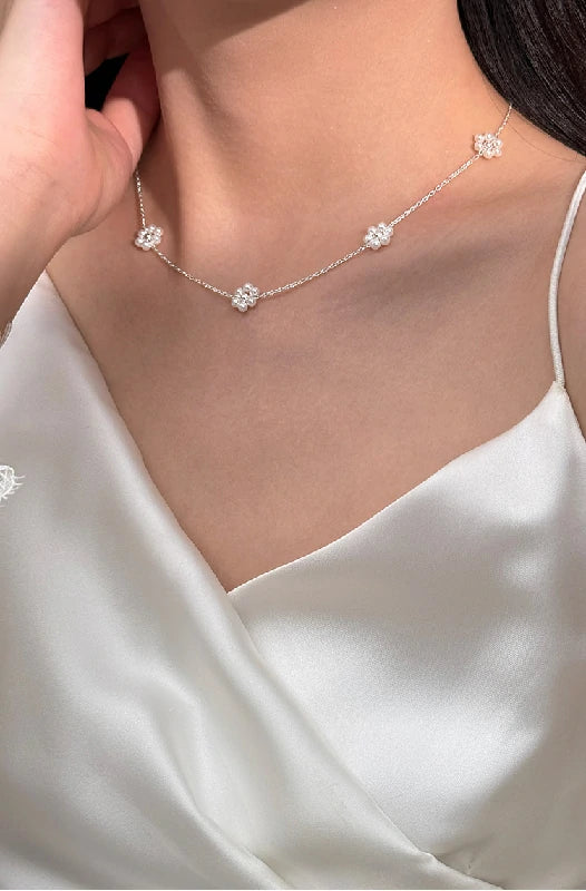 Mini Pearl Floral Necklace