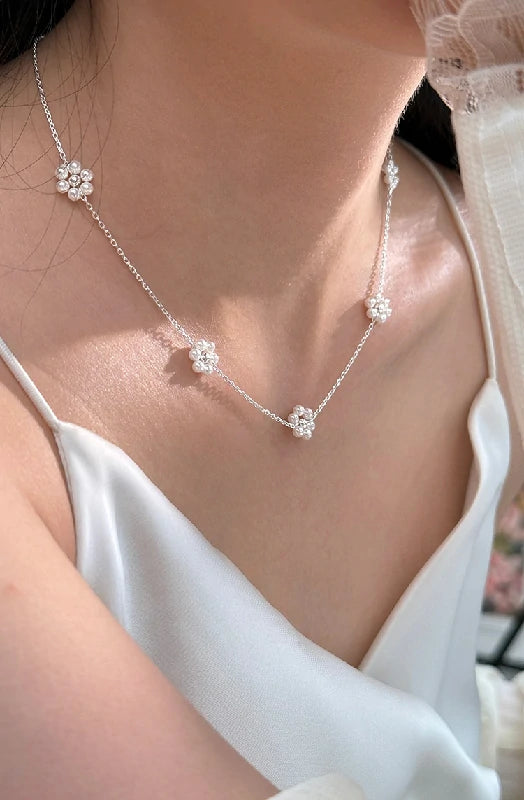 Mini Pearl Floral Necklace