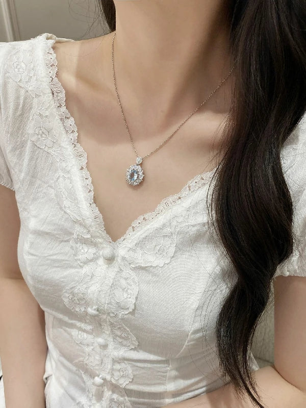 Sky Blue Topaz Pendant Necklace