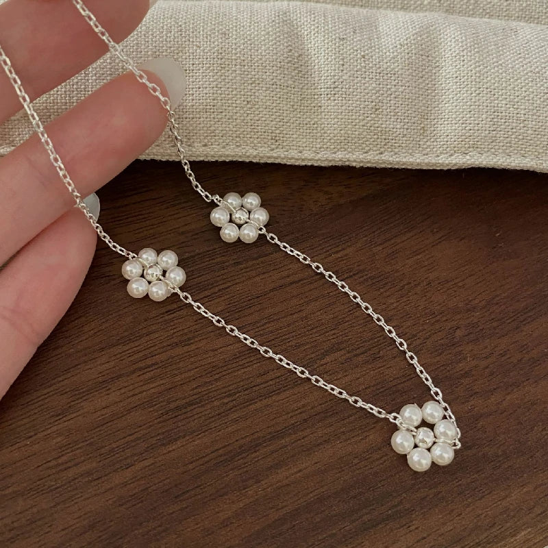 Mini Pearl Floral Necklace