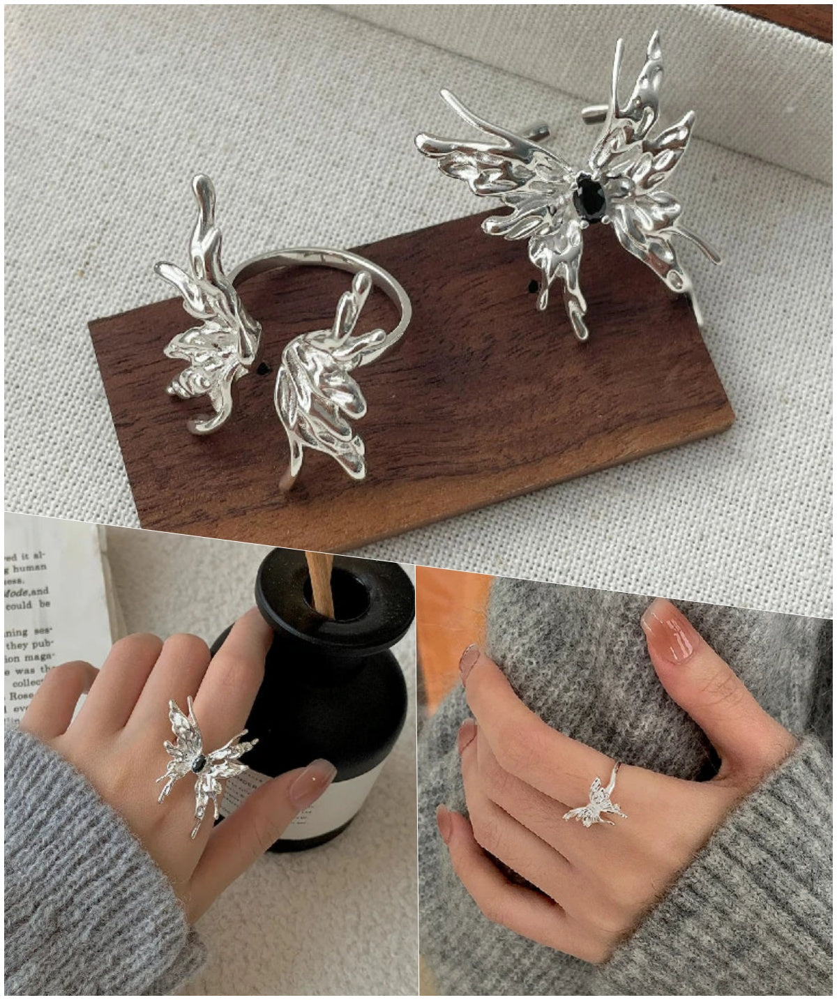 Sculpted Butterfly Adjustable Ring