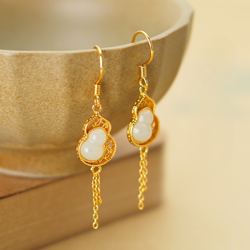 Imperial Jade Gourd Earrings | Pair