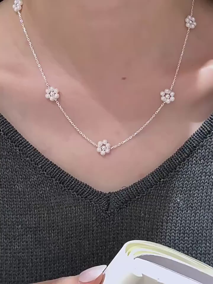 Mini Pearl Floral Necklace