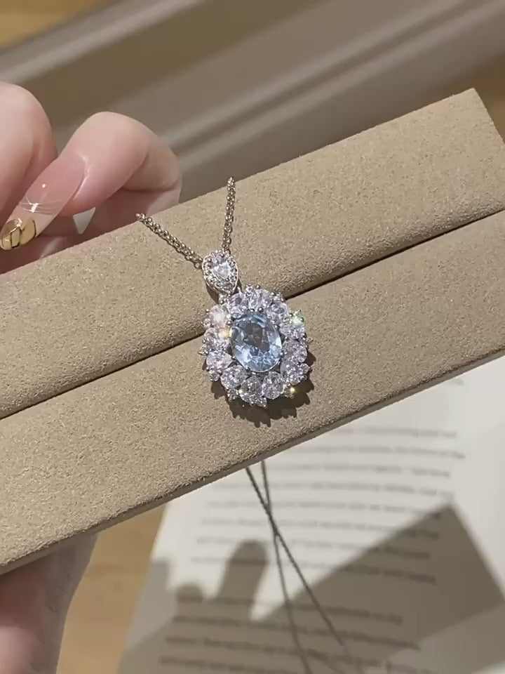 Sky Blue Topaz Pendant Necklace