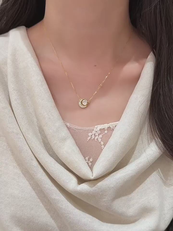Rose-Cut Star Moon Pendant
