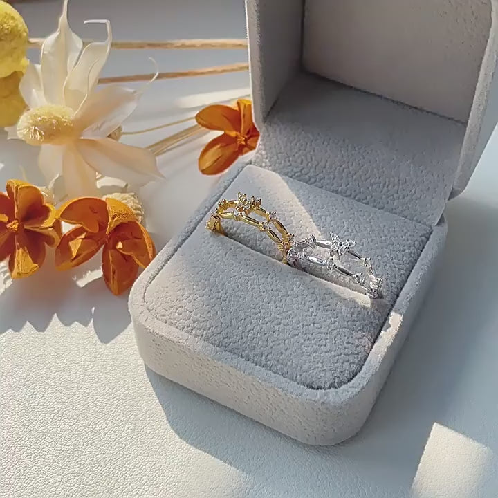 Papillon Double Layer Crystals Ring