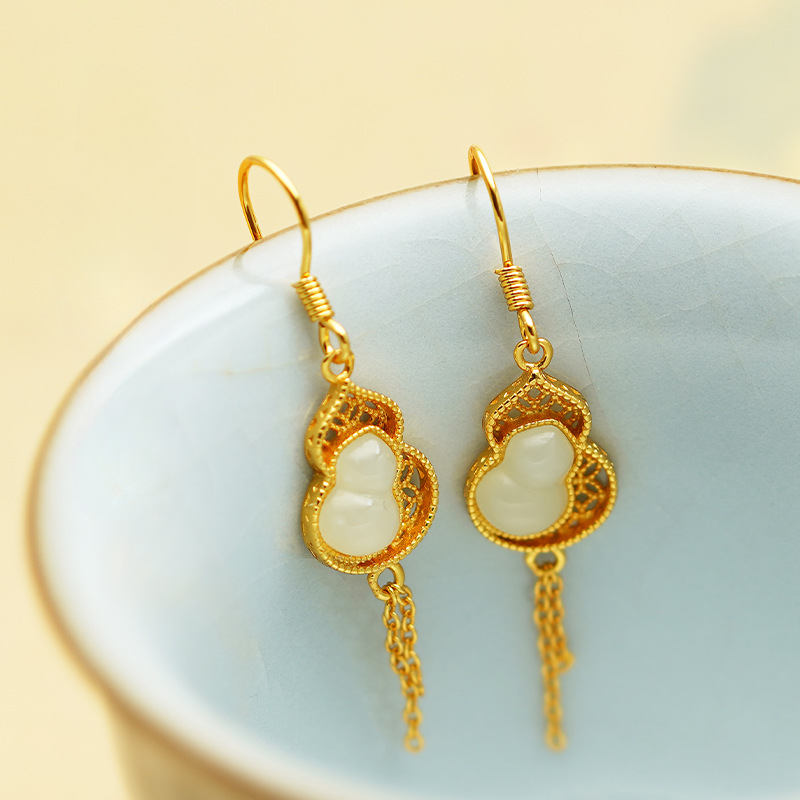 Imperial Jade Gourd Earrings | Pair