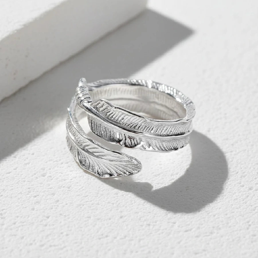 Silver Feather Flow Ring