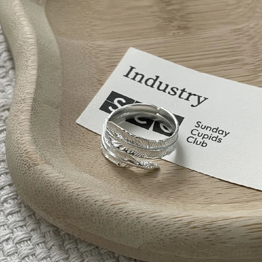 Silver Feather Flow Ring