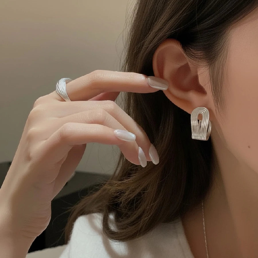 Arc Silver Ear Stud | Pair