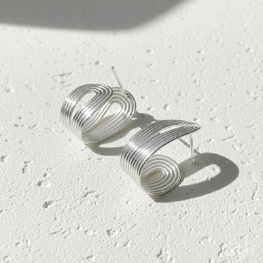 Arc Silver Ear Stud | Pair