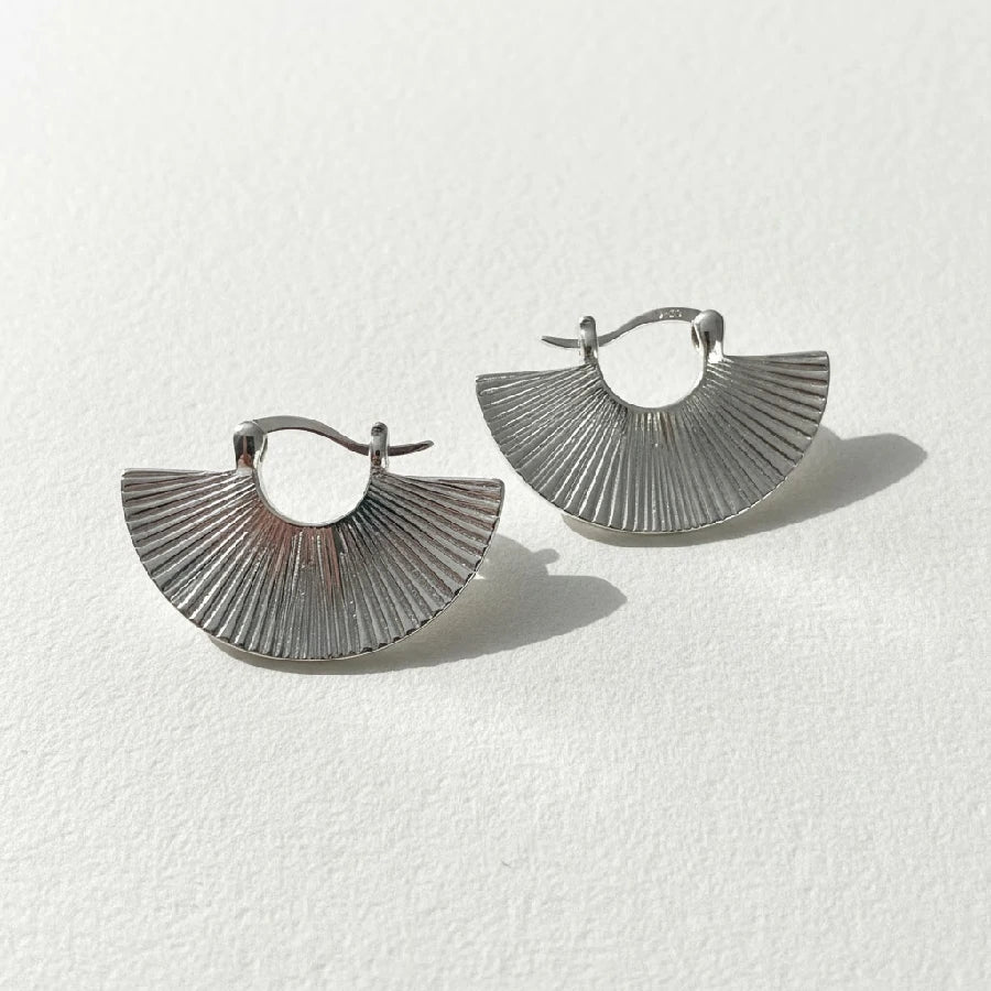 Silver Fan Earrings | Pair