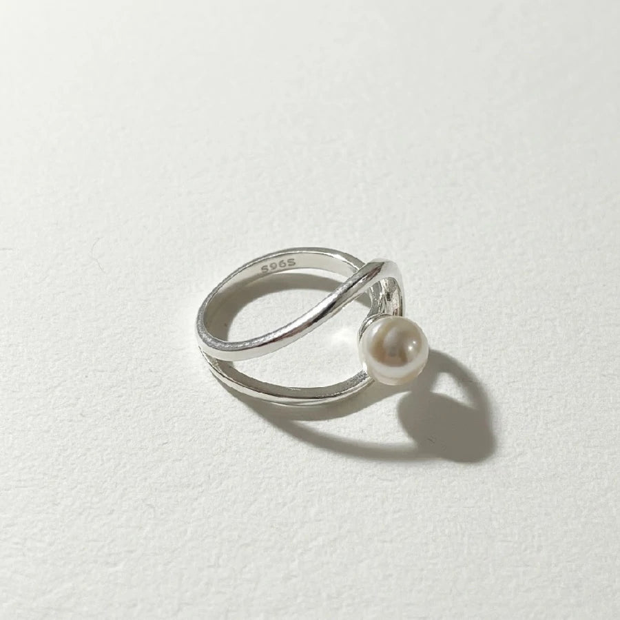 Pearl Band Silver Ring